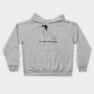 Git A Long Little Doggie (BLACK) Single Line Art Design Kids Hoodie